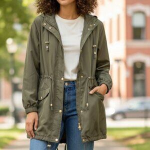 ✨ Olive Green Anorak Utility Jacket | OUTER EDGE | XL | Drawstring Waist | XL
